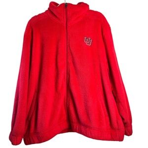 Champion University of Utah Utes Full Zip Red Fluffy Sweater Jacket‎ Large